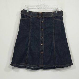 Ann Taylor  Button Front Belted Denim Skirt  Women's Size 8